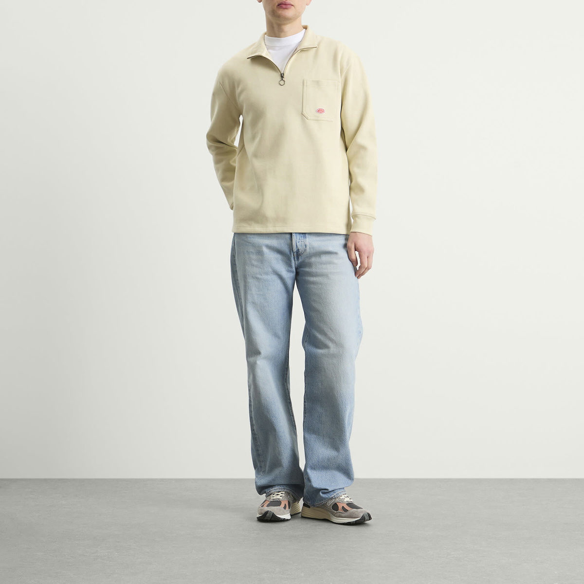 Armor-Lux Men's Quarter Zip Sweatshirt in Gravel