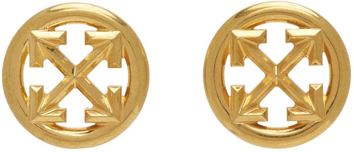Photo: Off-White Gold Circle Arrow Earrings