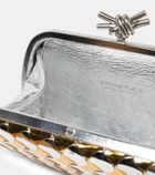 Bottega Veneta Knot metallic leather clutch