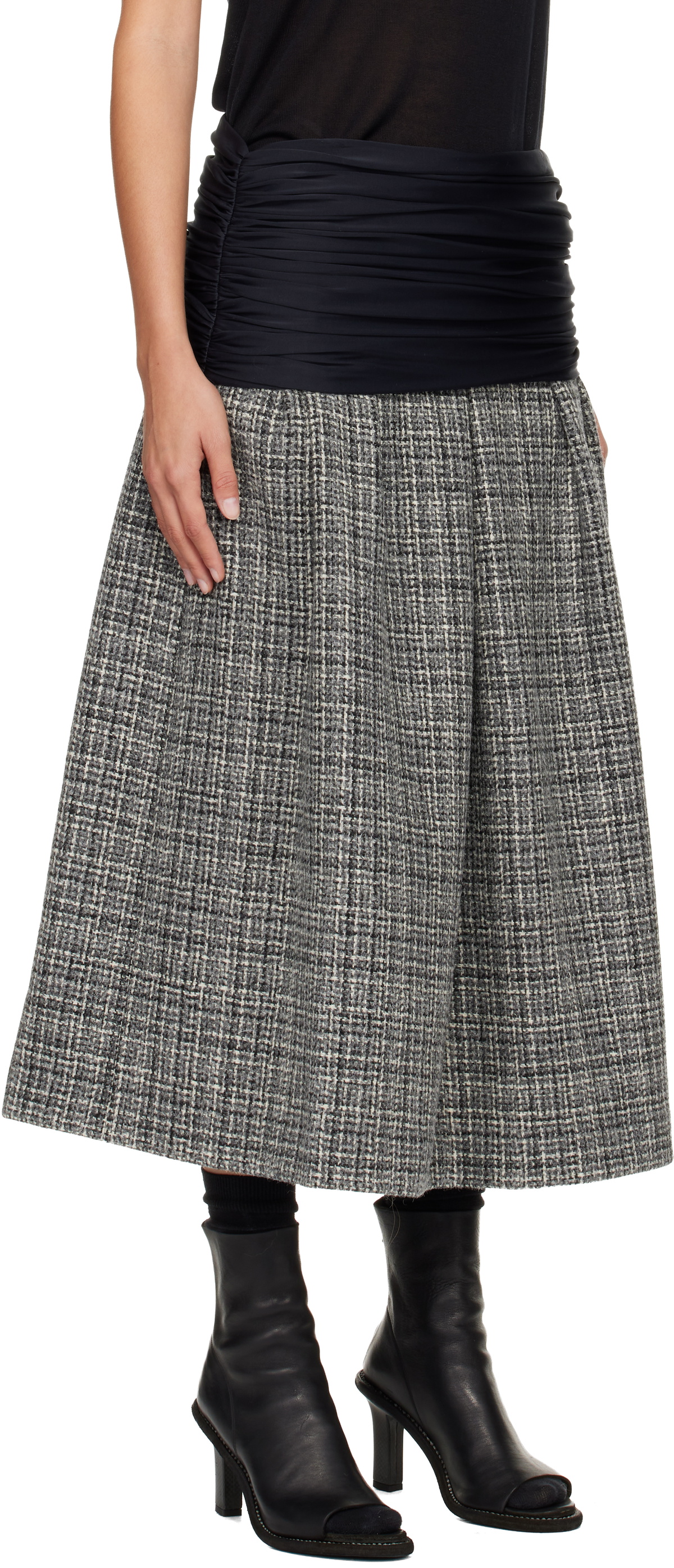 Stefan Cooke Black & Gray Elastic Waist Midi Skirt