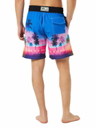 MC2 Saint Barth Man Comfort And Stretch Surf Shorts With Palm Print