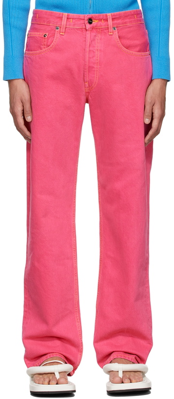 Photo: Jacquemus Pink Le Splash ' Le De Nîmes Fresa' Jeans