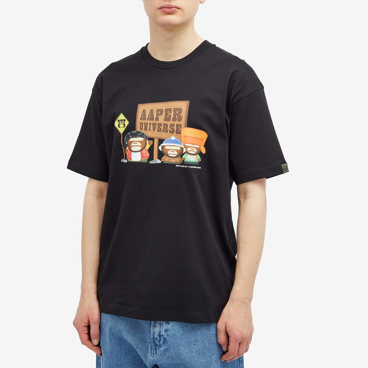 Men's AAPE AAPER Universe T-Shirt in Black AAPE by A Bathing Ape