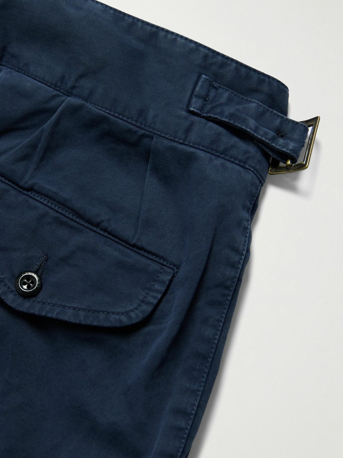 Rubinacci - Manny Straight-Leg Pleated Cotton-Twill Trousers - Blue