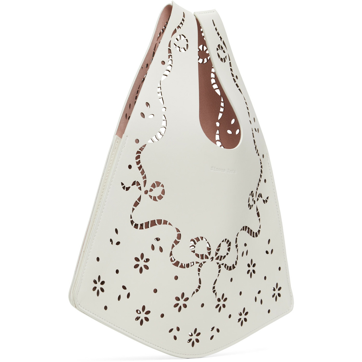 Simone Rocha Off-White Mini Lasercut Lace Shopper Tote