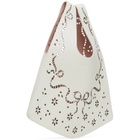 Simone Rocha Off-White Mini Lasercut Lace Shopper Tote