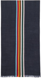 Paul Smith Navy Central Multi Stripe Scarf