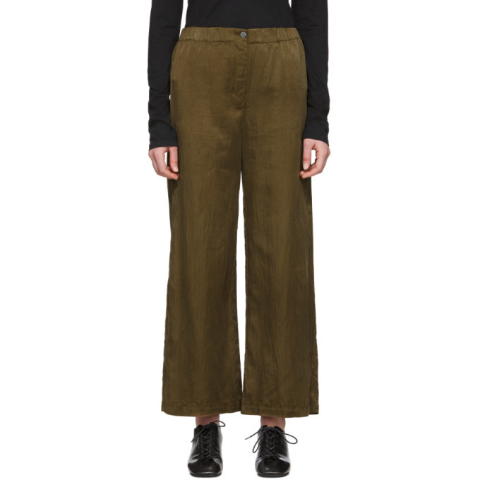 Raquel Allegra Khaki Sateen Everyday Trousers
