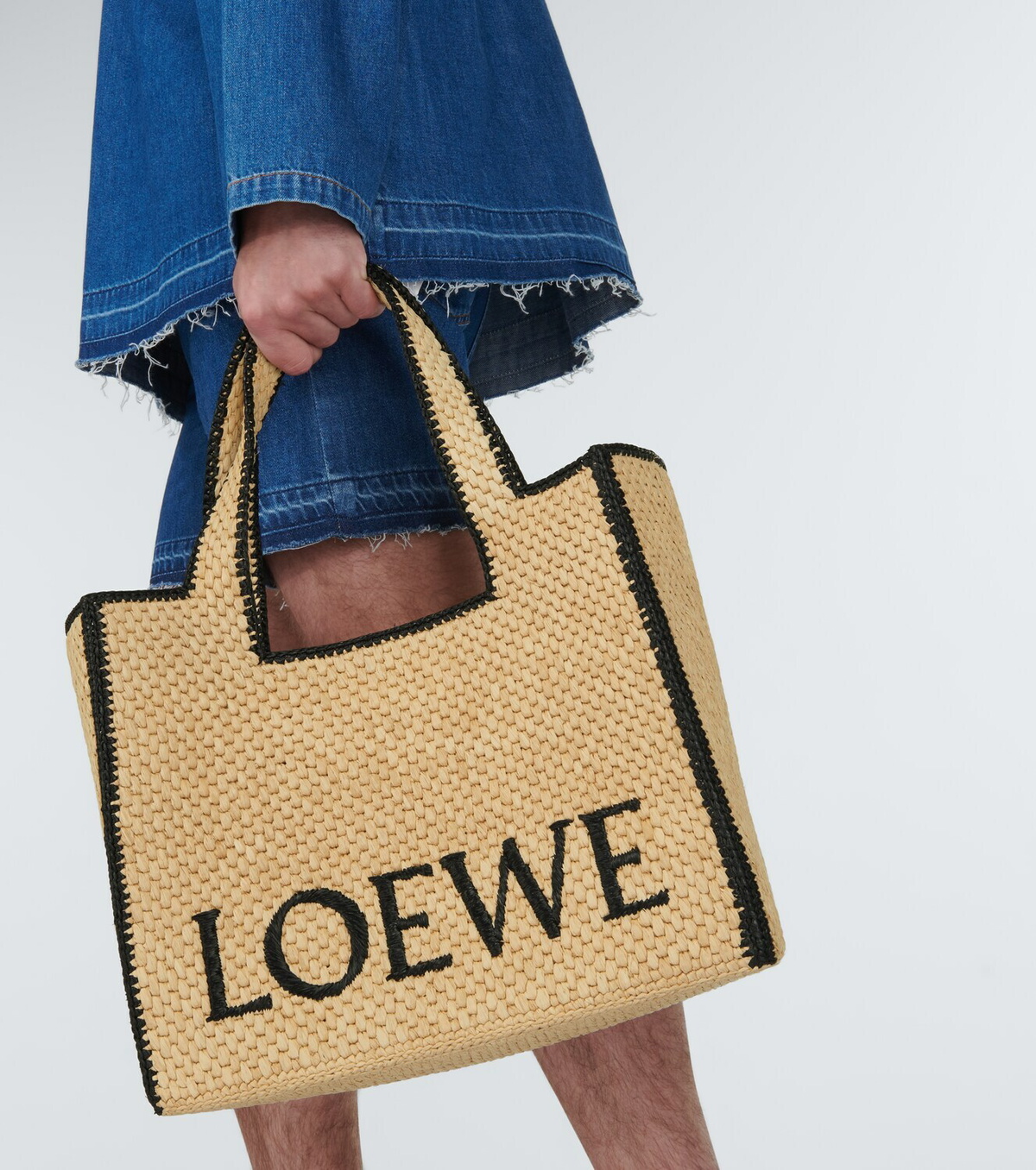 Shop LOEWE Mini Slit Raffia Tote