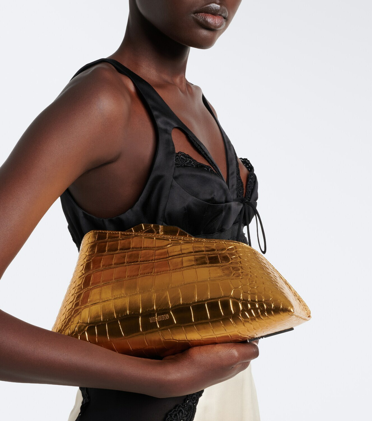 The Attico 8:30PM Small croc-effect leather clutch