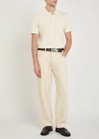 Boss Fine-knit Cotton Polo Shirt Beige