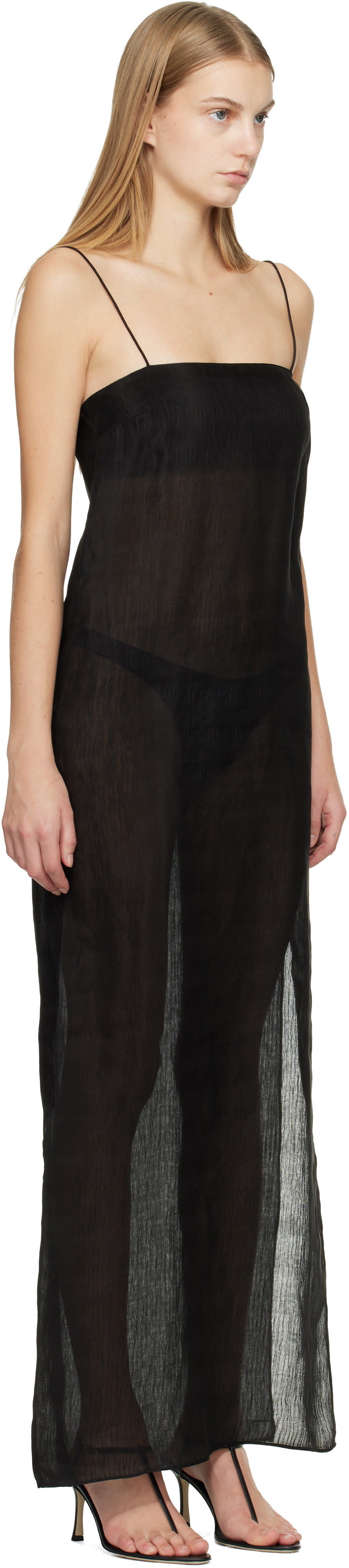 Matteau Black Sheer Cami Maxi Dress