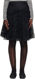 Junya Watanabe Black Nylon Raschel Lace Midi Skirt