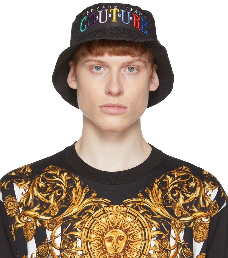 Versace Jeans Couture Black Iconic Logo Bucket Hat Versace