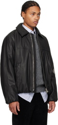 Solid Homme Black Insulated Faux-Leather Jacket