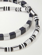 Roxanne Assoulin - High Fidelity Set of Two Silver-Tone and Enamel Beaded Bracelets