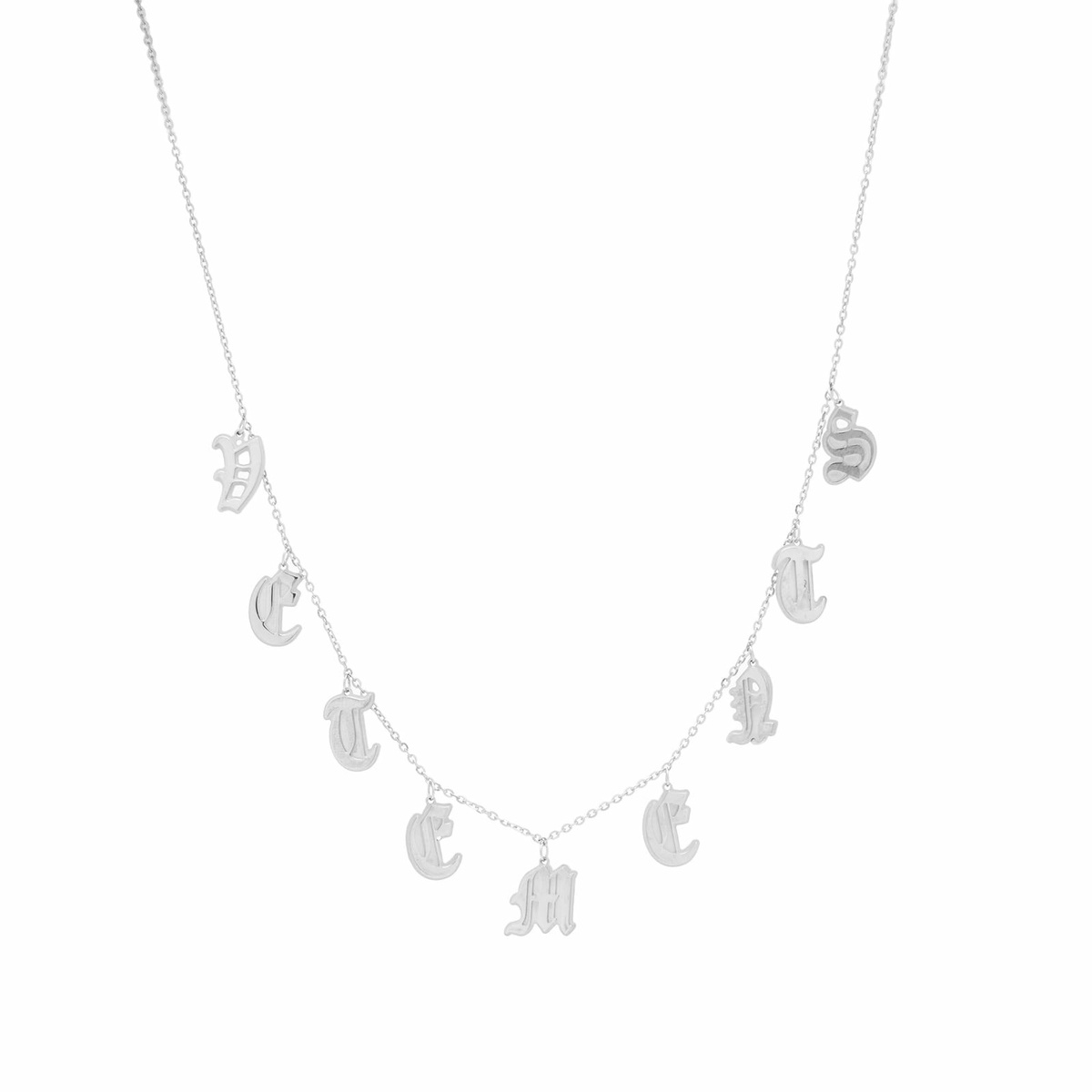Vetements Women's Gothic Letter Logo Necklace in Silver