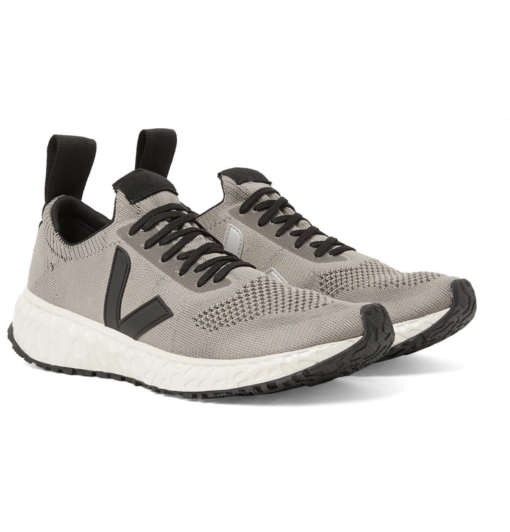 Photo: Rick Owens - Veja Rubber-Trimmed V-Knit Sneakers - Gray