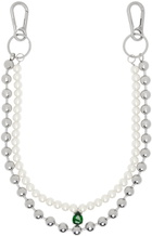VEERT Silver & White 'The Ball Pearl' Keychain