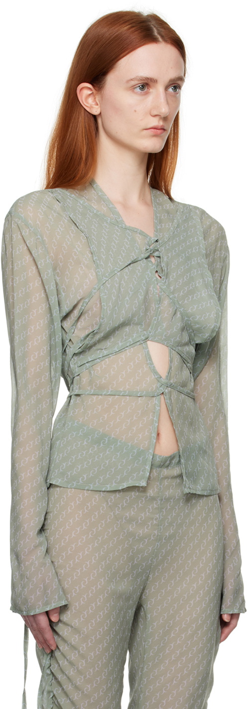 Jade Cropper Green Layered Long Sleeve T-Shirt