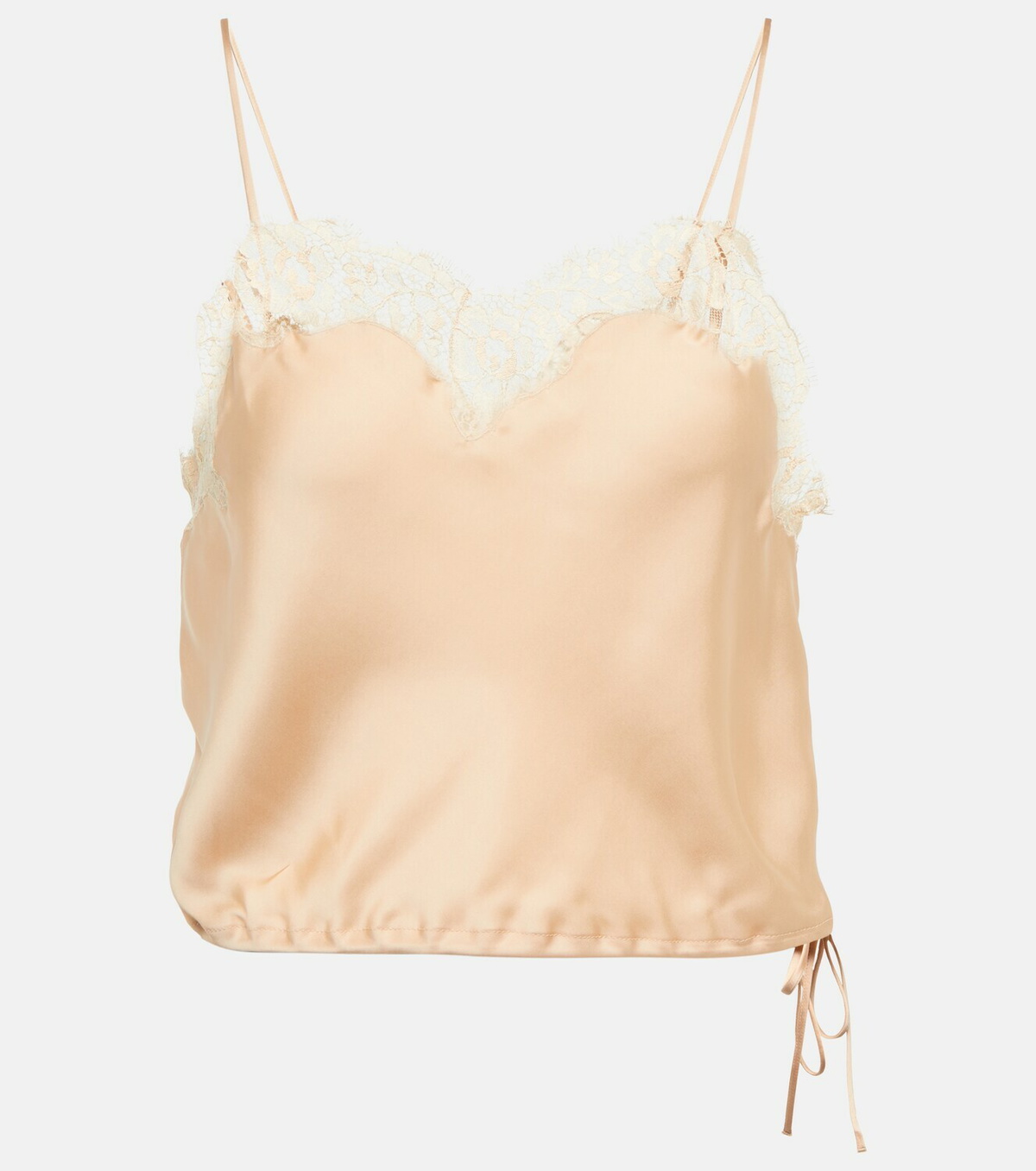 louren satin tie camisole クリーム Saint Laurent - Lace-trimmed silk satin camisole Saint Laurent