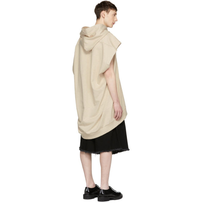 Marques Almeida Beige Asymmetric Single-Sleeve Hoodie