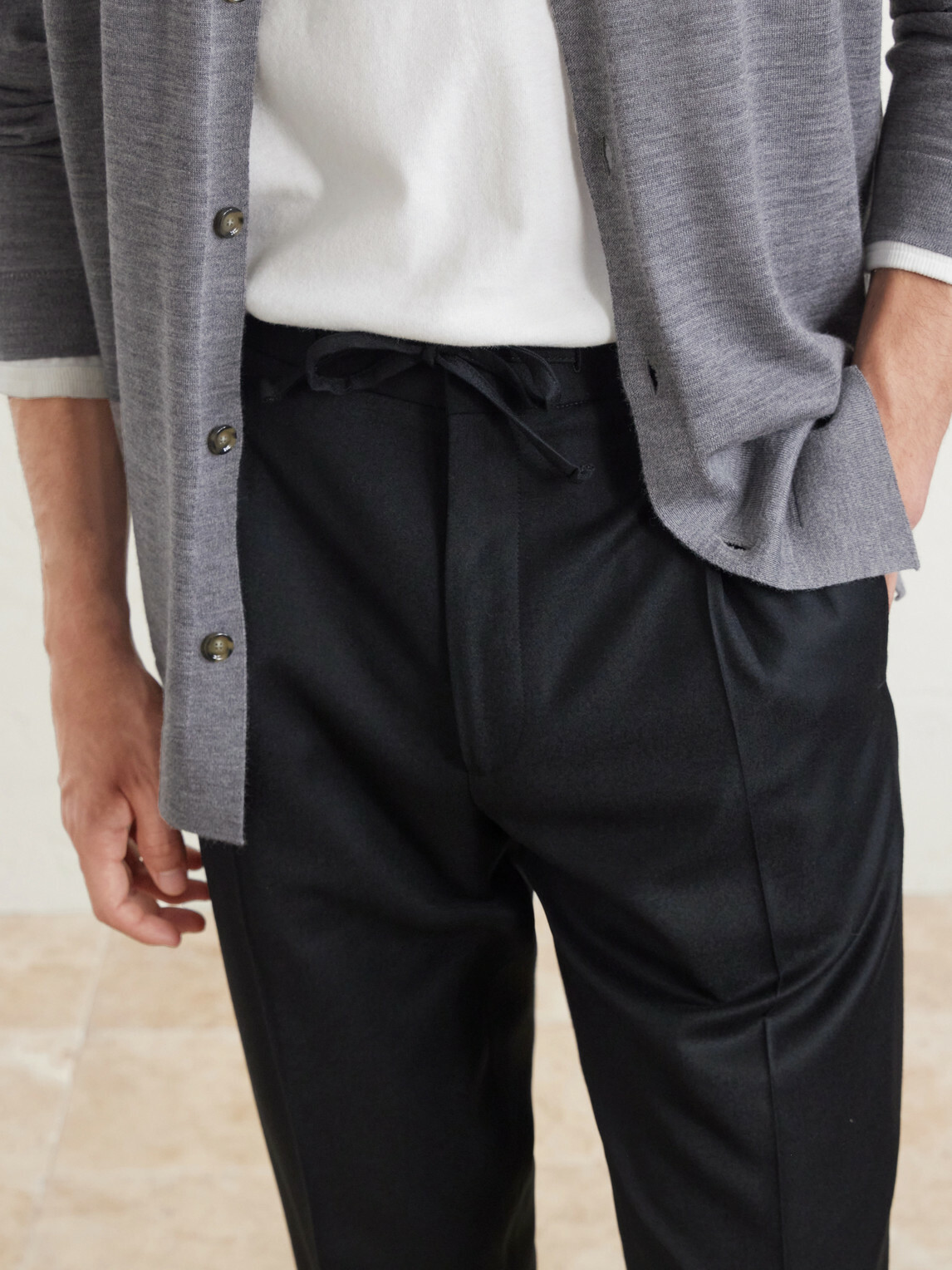 Lardini - Straight-Leg Wool and Cashmere-Blend Flannel Trousers - Black