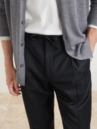 Lardini - Straight-Leg Wool and Cashmere-Blend Flannel Trousers - Black