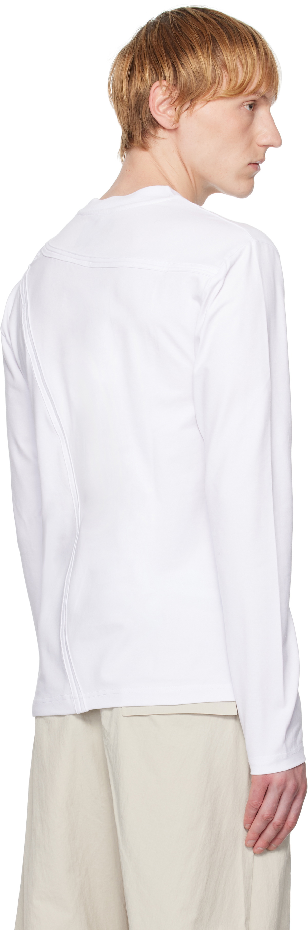 【関税込み】HELIOT EMIL ホワイト Pleistos 長袖Tシャツ HELIOT EMIL White Pleistos Long Sleeve T-shirt Heliot Emil