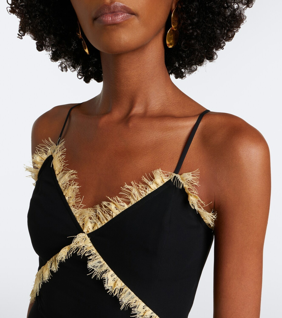 De La Vali Estela lace-trimmed georgette maxi dress
