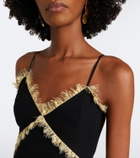 De La Vali Estela lace-trimmed georgette maxi dress