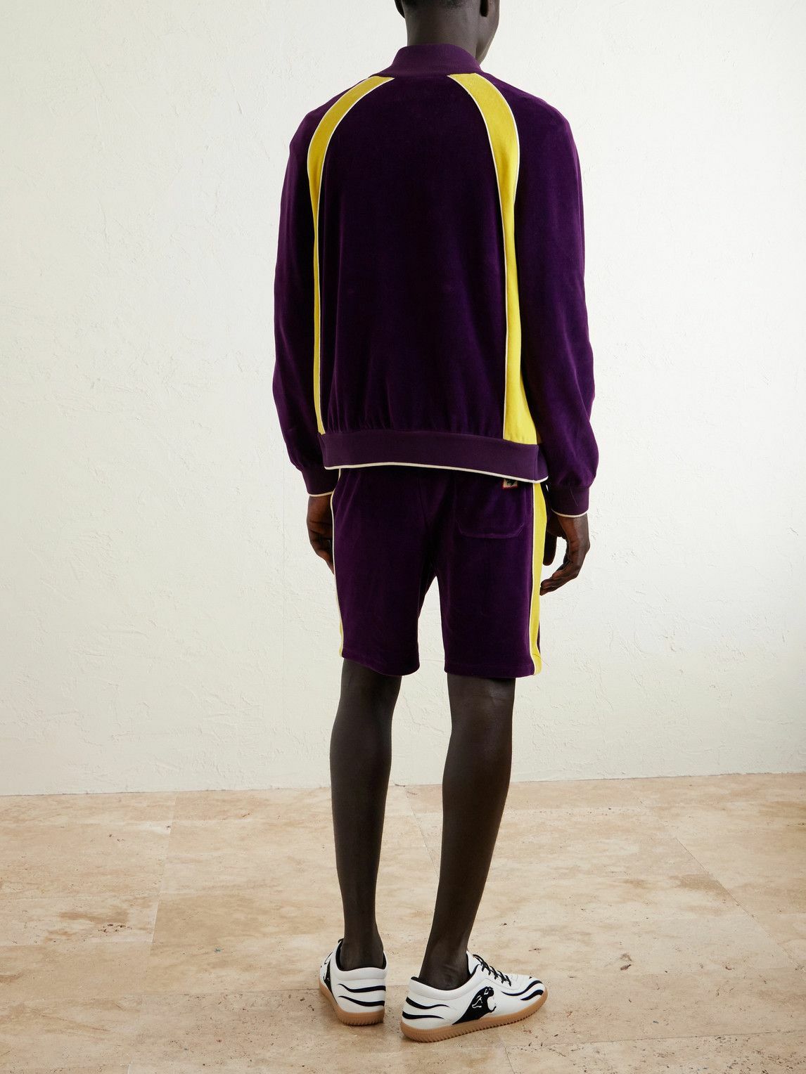 Valentino Garavani - Appliquéd Cotton-Blend Velvet Track Jacket - Purple