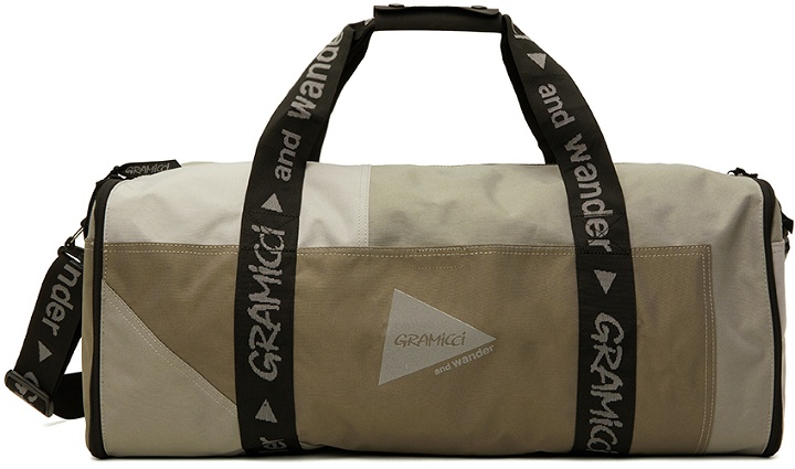 Photo: and wander Beige Gramicci Edition Multi Patchwork Boston Duffle Bag