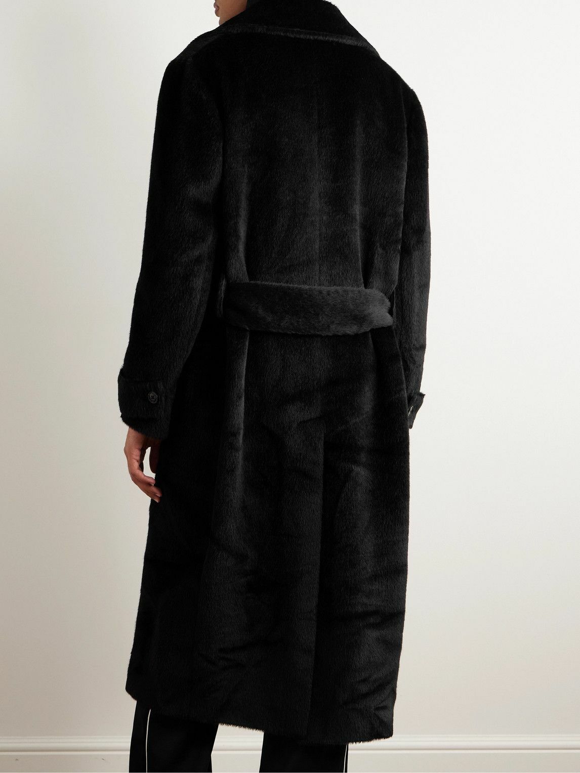 AMIRI - Belted Double-Breasted Alpaca and Wool-Blend Coat - Black