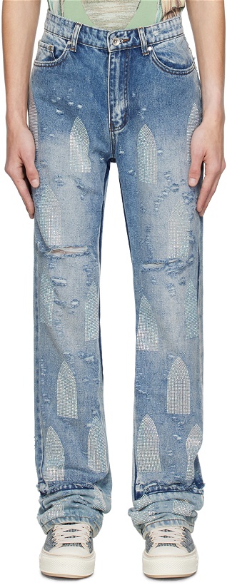 Photo: Who Decides War Blue Rhinestone Jeans
