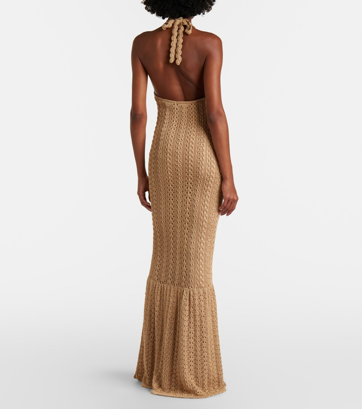 Elie Saab Floral-appliqué crochet cotton maxi dress