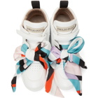 Emilio Pucci White Scarf-Embellished High-Top Sneakers