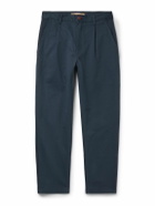 FrizmWORKS - Haworth Tapered Cropped Pleated Cotton-Twill Trousers - Blue