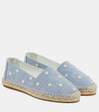Manolo Blahnik Susille embroidered chambray espadrilles