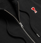 AMI - Logo-Appliquéd Loopback Cotton-Jersey Zip-Up Hoodie - Black