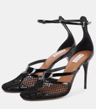 Alaïa Infradito 90 fishnet patent leather pumps