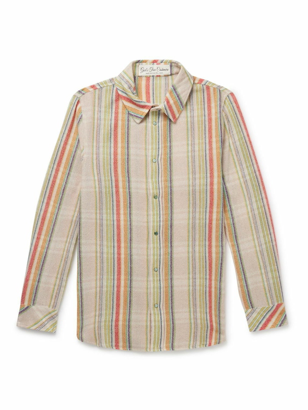Photo: God's True Cashmere - Ruler Striped Recycled-Cashmere and Wool-Blend Gauze Shirt - Neutrals