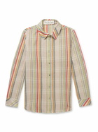 God's True Cashmere - Ruler Striped Recycled-Cashmere and Wool-Blend Gauze Shirt - Neutrals