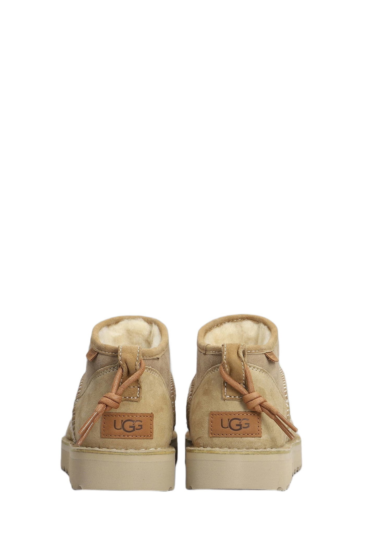 UGG Ultra Mini Crafted Low Heels Ankle Boots In Beige Suede
