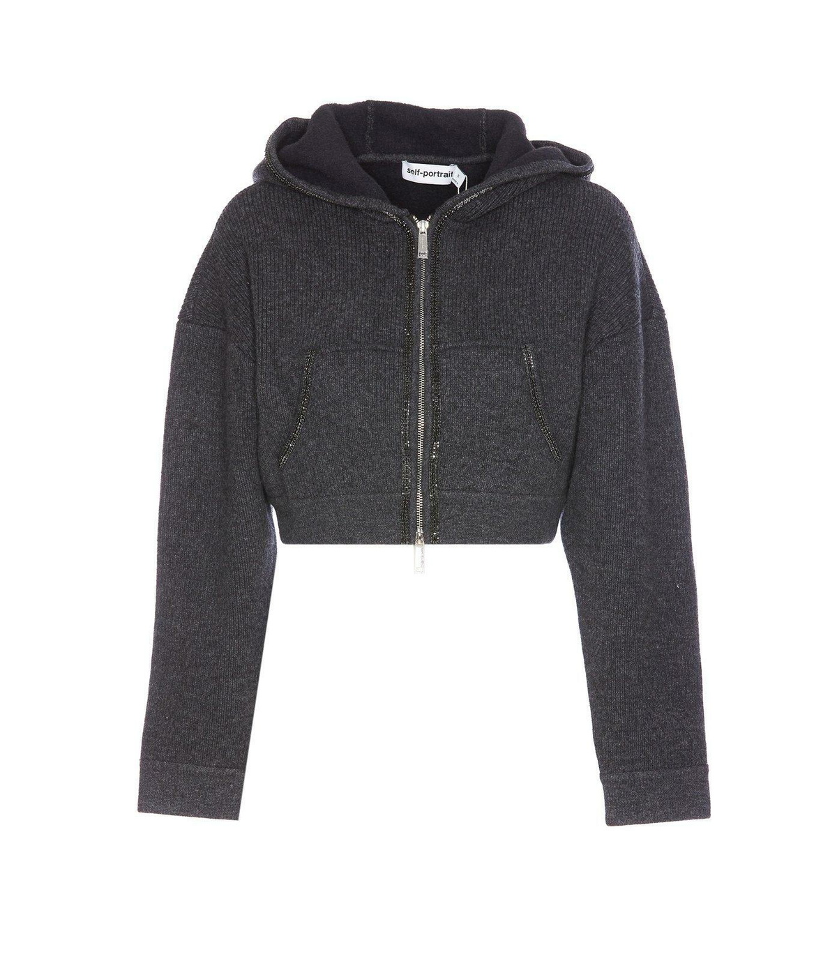 Prada Sport Prada Zip Up Prada Black Cotton Knit Zip-Up Crop