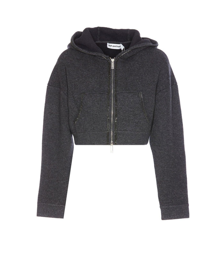 Photo: self-portrait Cropped Knit Hoodie