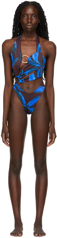 Photo: Louisa Ballou Burgundy & Blue Sex Wax One-Piece Swimsuit