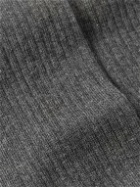 John Smedley - Cortland Colour-Block Ribbed Sea Island Cotton-Blend Socks - Gray