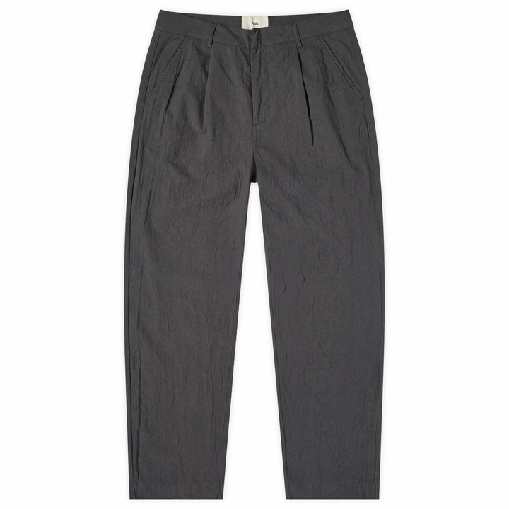 Photo: Folk Men's Suit Trousers in Graphite Crinkle