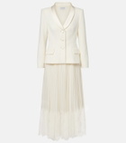 Self-Portrait Bouclé and chiffon midi dress